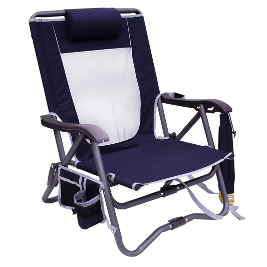 Premium All-Weather Bi-Fold Slim Event Chair - Folding Rocking Chair - Perfect for Tailgating - Indigo