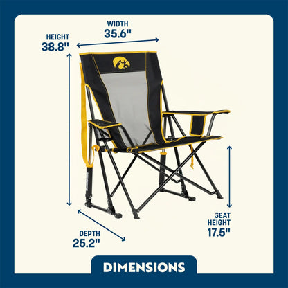Ultra-Comfortable Comfort Pro Rocker - Iowa Hawkeyes - Camp Rocker Chair for Fishing & Beach Trips Detail