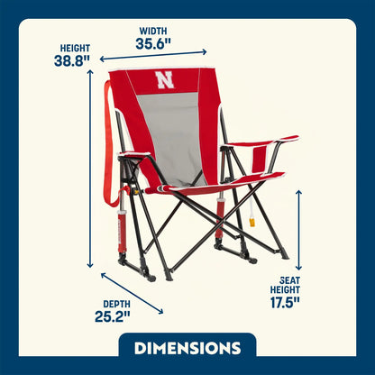 Foldable Comfort Pro Rocker - Nebraska Cornhuskers - Camp Rocker Chair for Fishing & Beach Trips Detail