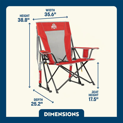 Ultra-Comfortable Comfort Pro Rocker - Ohio State Buckeyes - Folding Rocking Chair - Perfect for Tailgating Detail