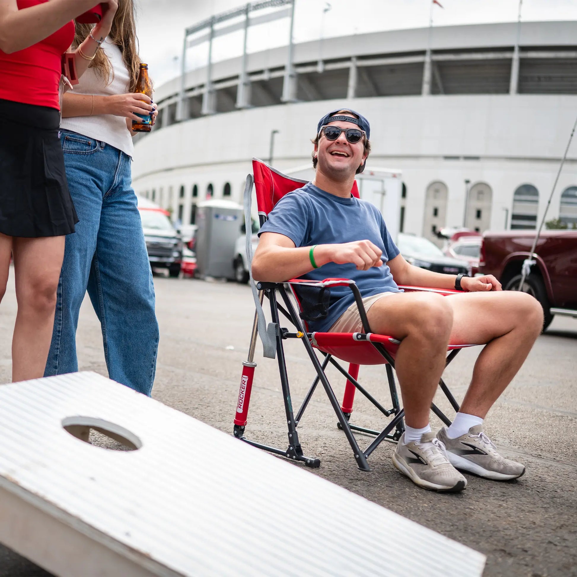 Ultra-Comfortable Comfort Pro Rocker - Ohio State Buckeyes - Folding Rocking Chair - Perfect for Tailgating Detail