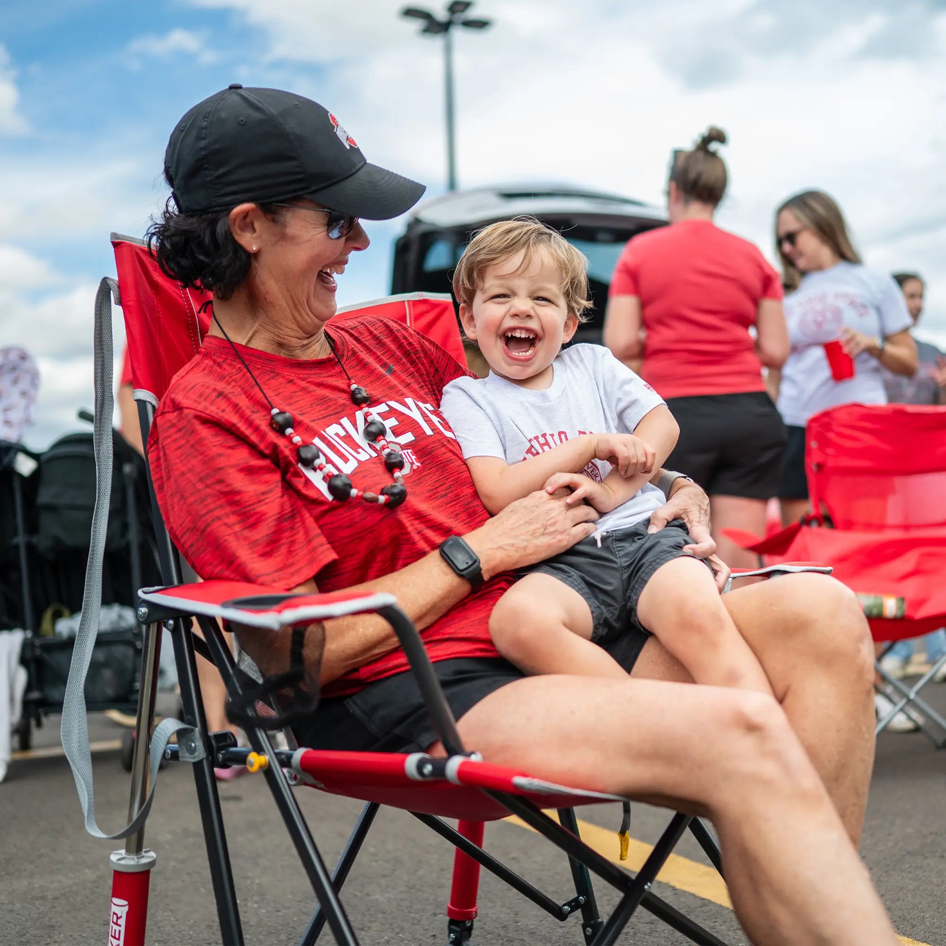Ultra-Comfortable Comfort Pro Rocker - Ohio State Buckeyes - Folding Rocking Chair - Perfect for Tailgating Detail