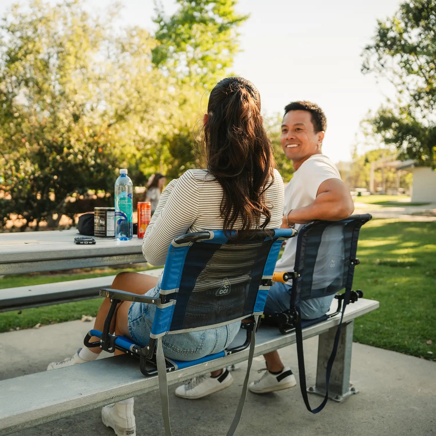 Premium All-Weather Big Comfort Stadium Chair with Armrests - Camp Rocker Chair for Fishing & Beach Trips Detail