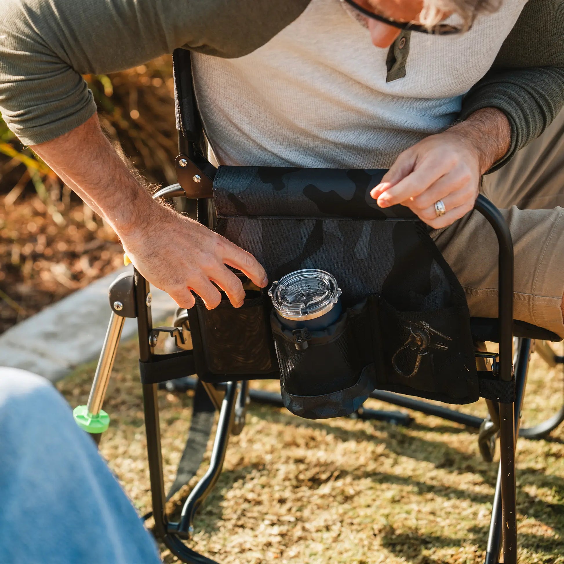 Premium All-Weather Stowaway Rocker - Folding Rocking Chair - Perfect for Tailgating Detail
