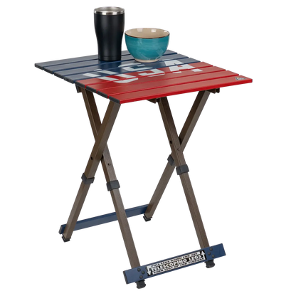 Portable Outdoor Compact Camp Table 20 - USA Anniversary Deluxe - Outdoor Cook Station for Tailgating & BBQ Detail