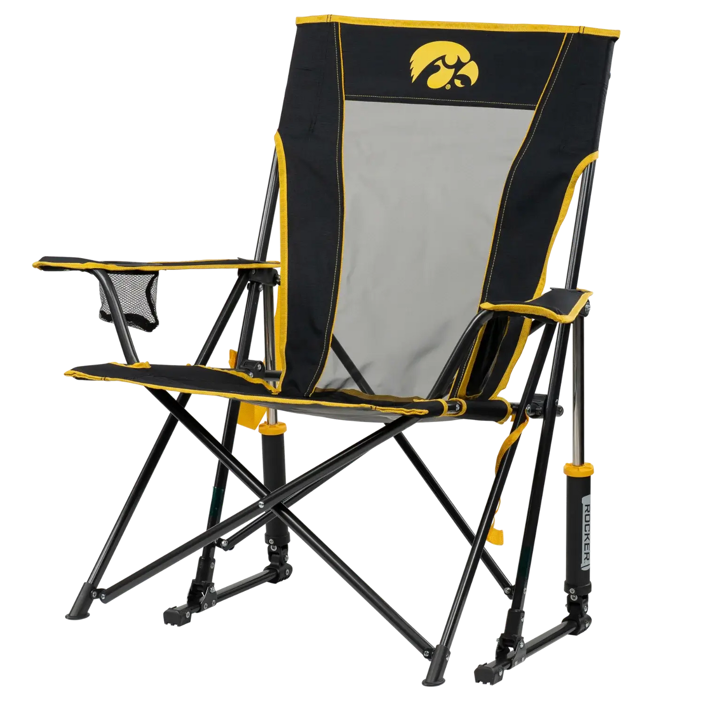 Ultra-Comfortable Comfort Pro Rocker - Iowa Hawkeyes - Camp Rocker Chair for Fishing & Beach Trips Detail
