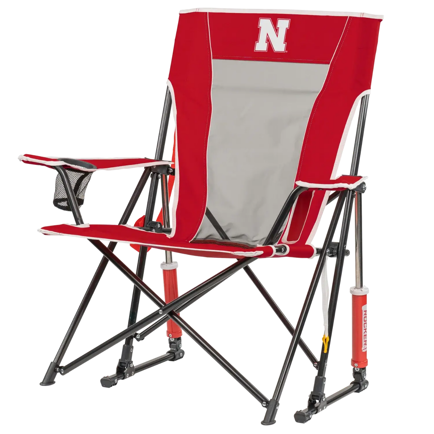 Foldable Comfort Pro Rocker - Nebraska Cornhuskers - Camp Rocker Chair for Fishing & Beach Trips Detail
