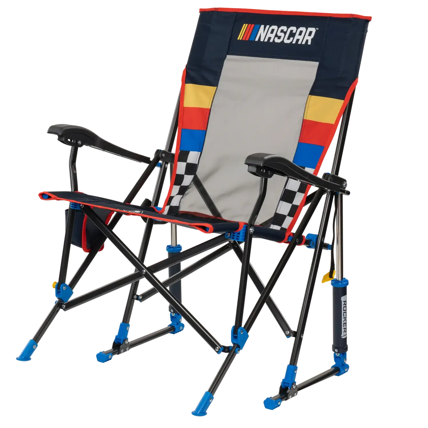 Ergonomic Portable NASCAR RoadTrip Rocker - Blue - Outdoor Rocking Chairs with Dynamic Comfort Edge Detail