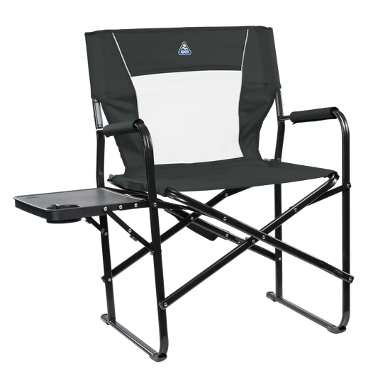 Ultra-Comfortable Slim-Fold Director's Chair XL - Outdoor Rocking Chairs with Dynamic Comfort Edge - Dark Charcoal