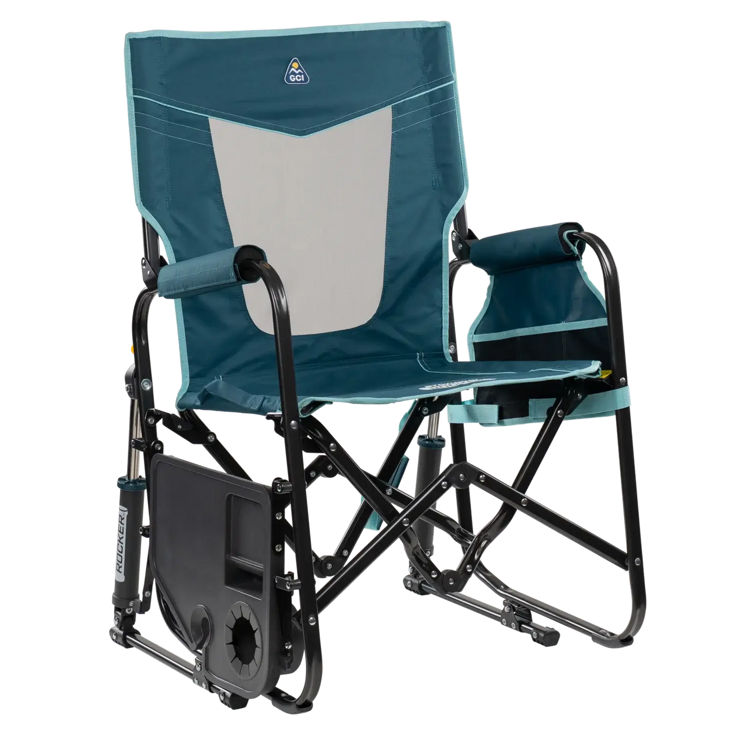 Ultra-Comfortable Stowaway Rocker with Side Table - Camp Rocker Chair for Fishing & Beach Trips Detail
