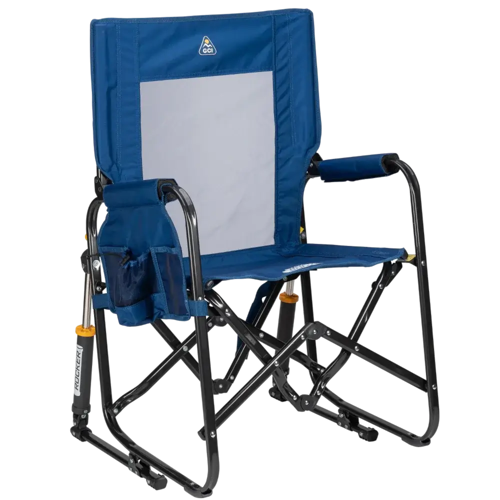 Premium All-Weather Stowaway Rocker - Folding Rocking Chair - Perfect for Tailgating - Soft Navy